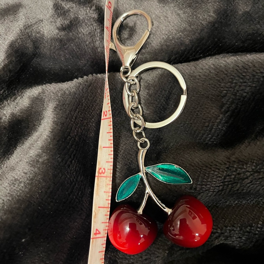 Cherry Keychain with Silver Accents
